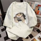 Baumwoll-T-Shirt mit Katze