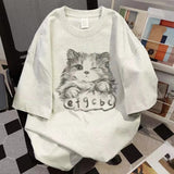 Baumwoll-T-Shirt mit Katze