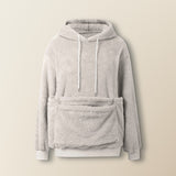 Fleece-Hoodie mit Haustiertasche, Farbe Hellgrau