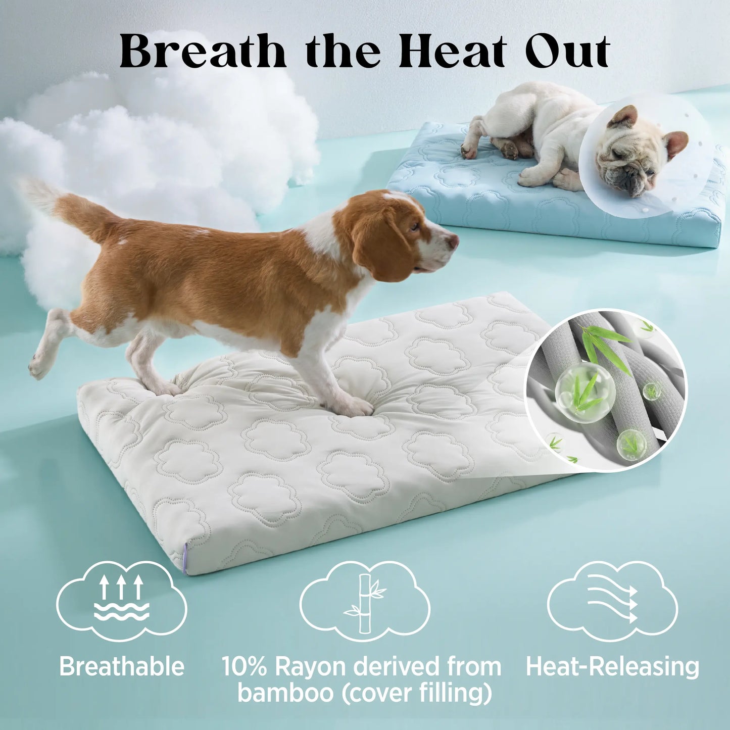 Lesure Cooling Orthopedic Dog Thick Mat – Q-Max>0.5 Cooling Mat with Washable Cover, Egg Crate Foam Non-Slip Bed for Extra Large Dogs Summervibes
