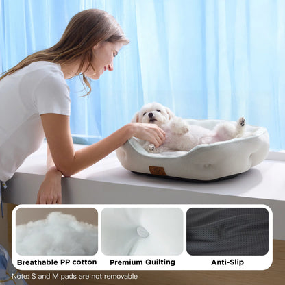 Bedsure Cooling Dog Beds for Small Dogs – Q-MAX>0.4 round Cat Beds for Indoor Cats, Washable Pet Bed for Puppy and Kitten with Slip-Resistant Bottom Summervibes