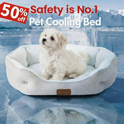 Bedsure Cooling Dog Beds for Small Dogs – Q-MAX>0.4 round Cat Beds for Indoor Cats, Washable Pet Bed for Puppy and Kitten with Slip-Resistant Bottom Summervibes